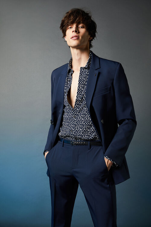 Twill patterned Geametric Blue shirt