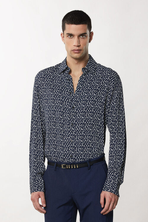 Twill patterned Geametric Blue shirt