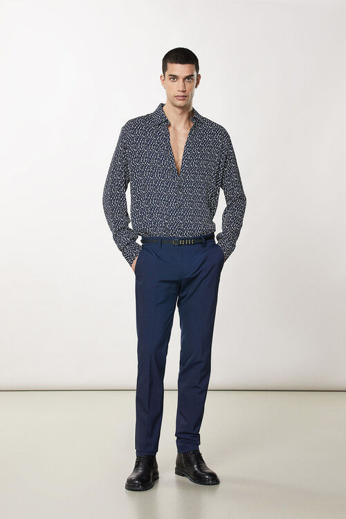 Twill patterned Geametric Blue shirt