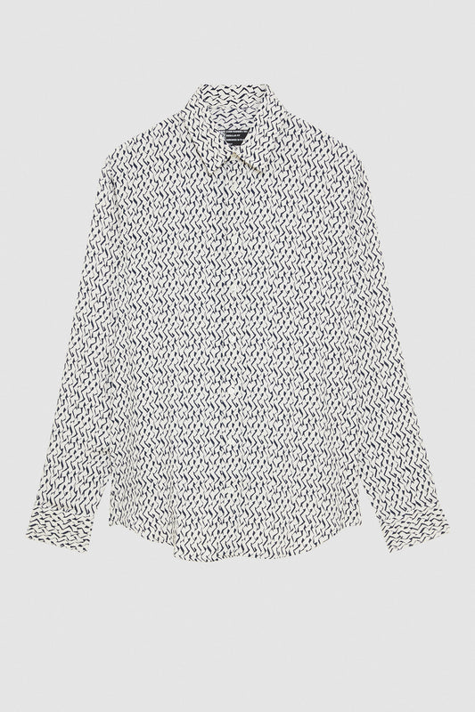 Geometric Off White Twill patterned shirt