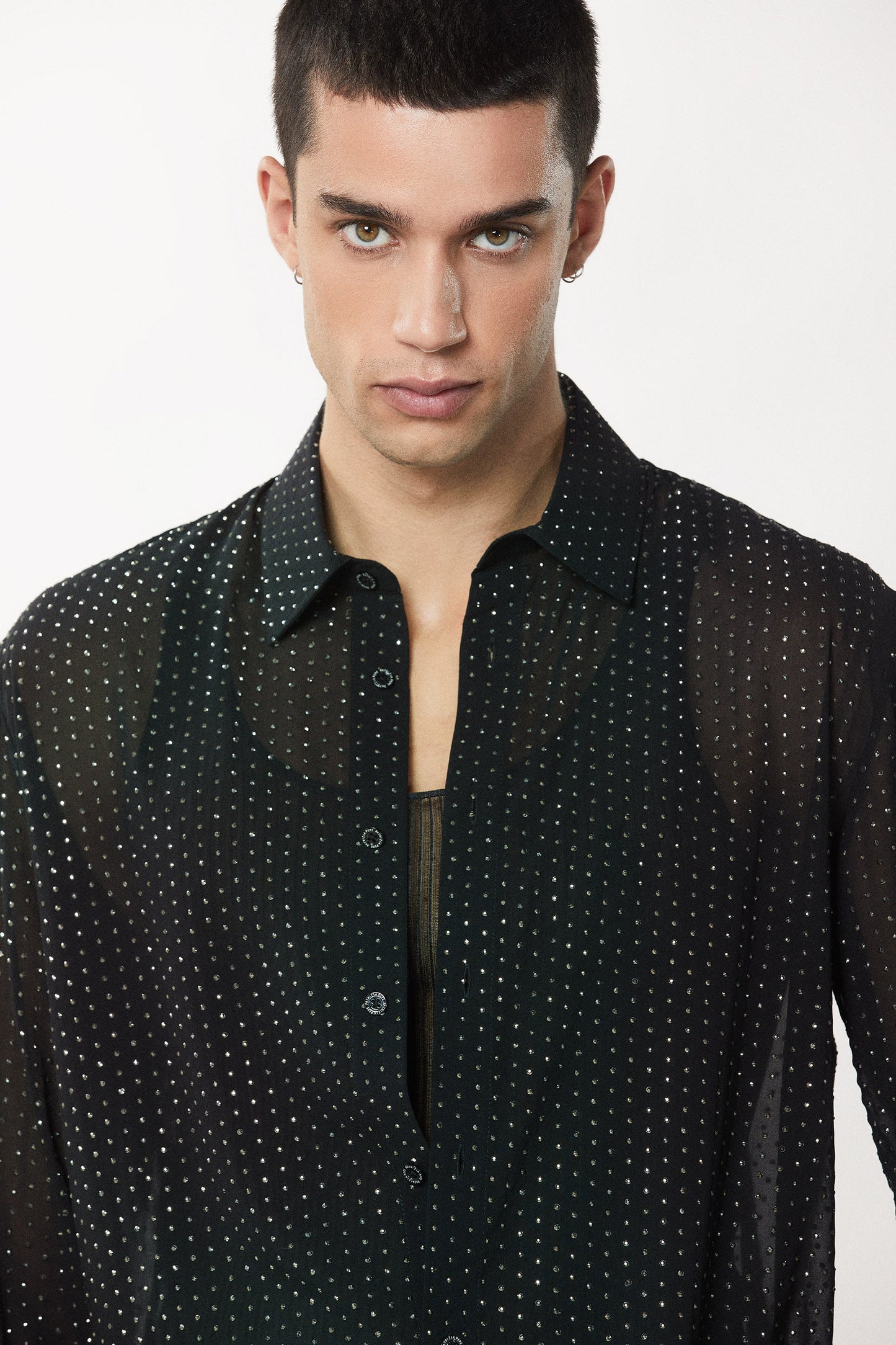 Voile shirt with Rhinestones