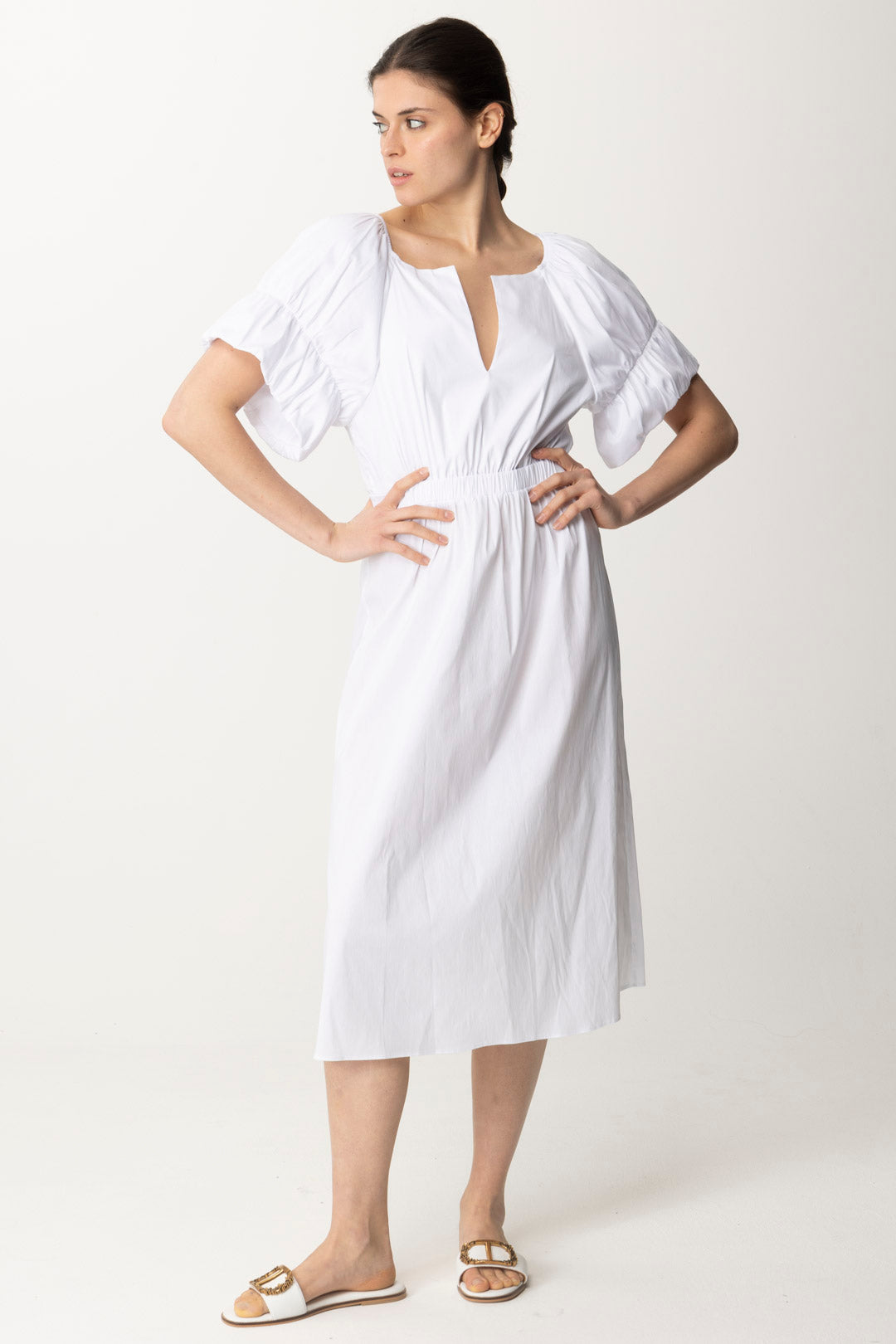 Midi dress in stretch cotton-blend poplin | Patrizia Pepe AffairedeFemmes.net Midi dress in stretch cotton-blend poplin | Patrizia Pepe AffairedeFemmes.net