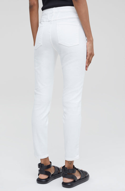 White Patchwork Skinny Pusher Jeans