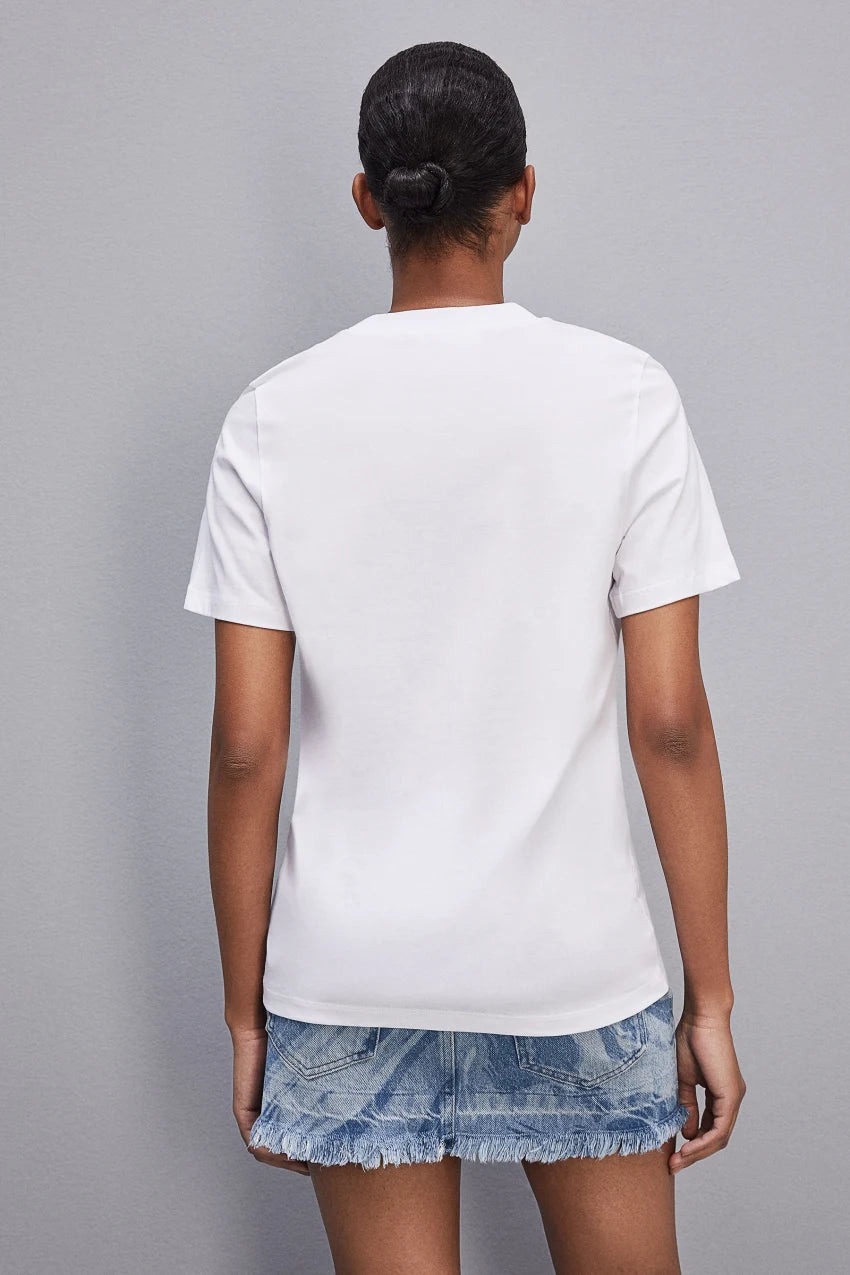 Fly patch short-sleeved t-shirt in cotton