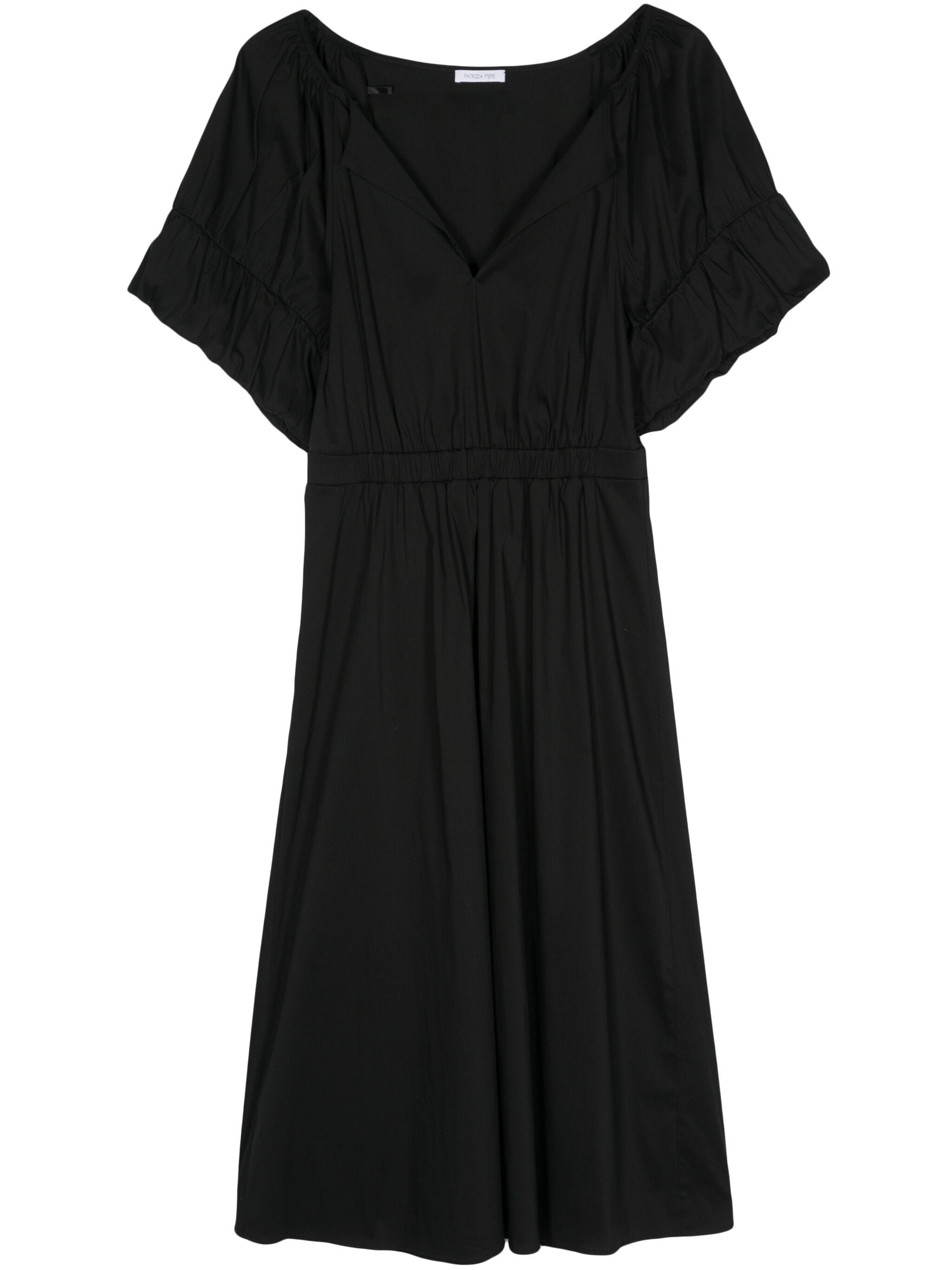 Black Midi dress in stretch cotton-blend poplin