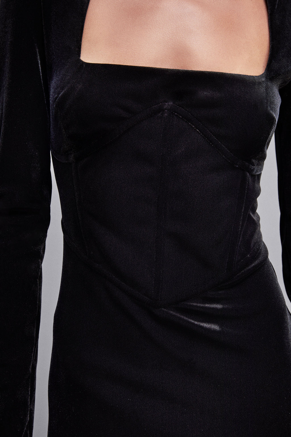 Black Essential velvet bustier dress