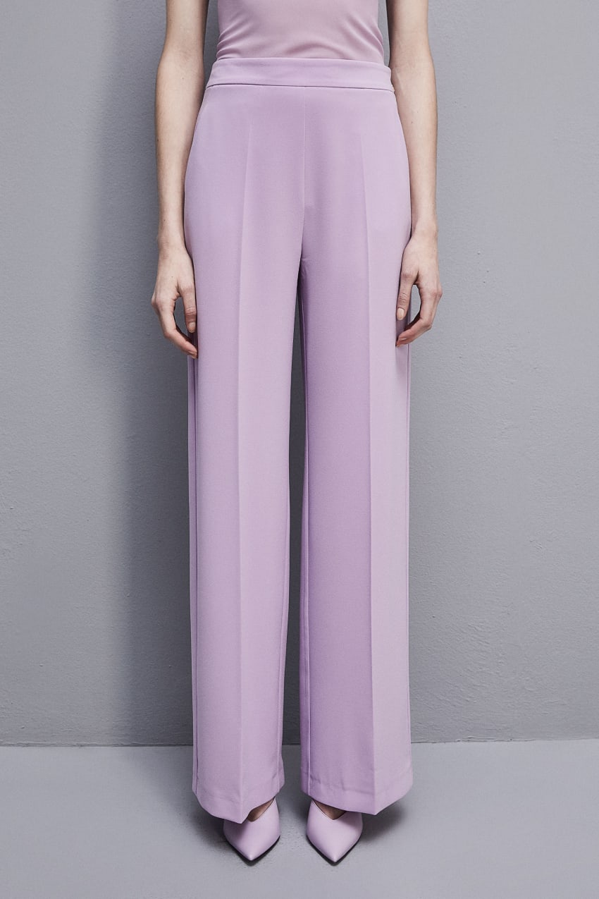 Iris Lilac Sablè crepe palazzo pants