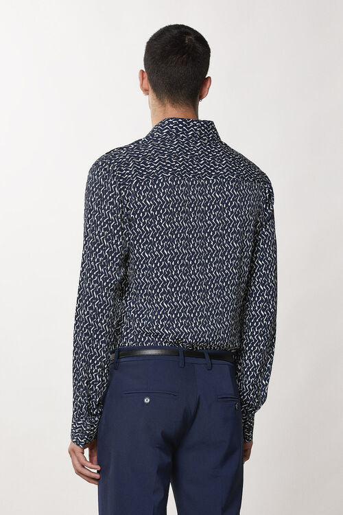 Twill patterned Geametric Blue shirt
