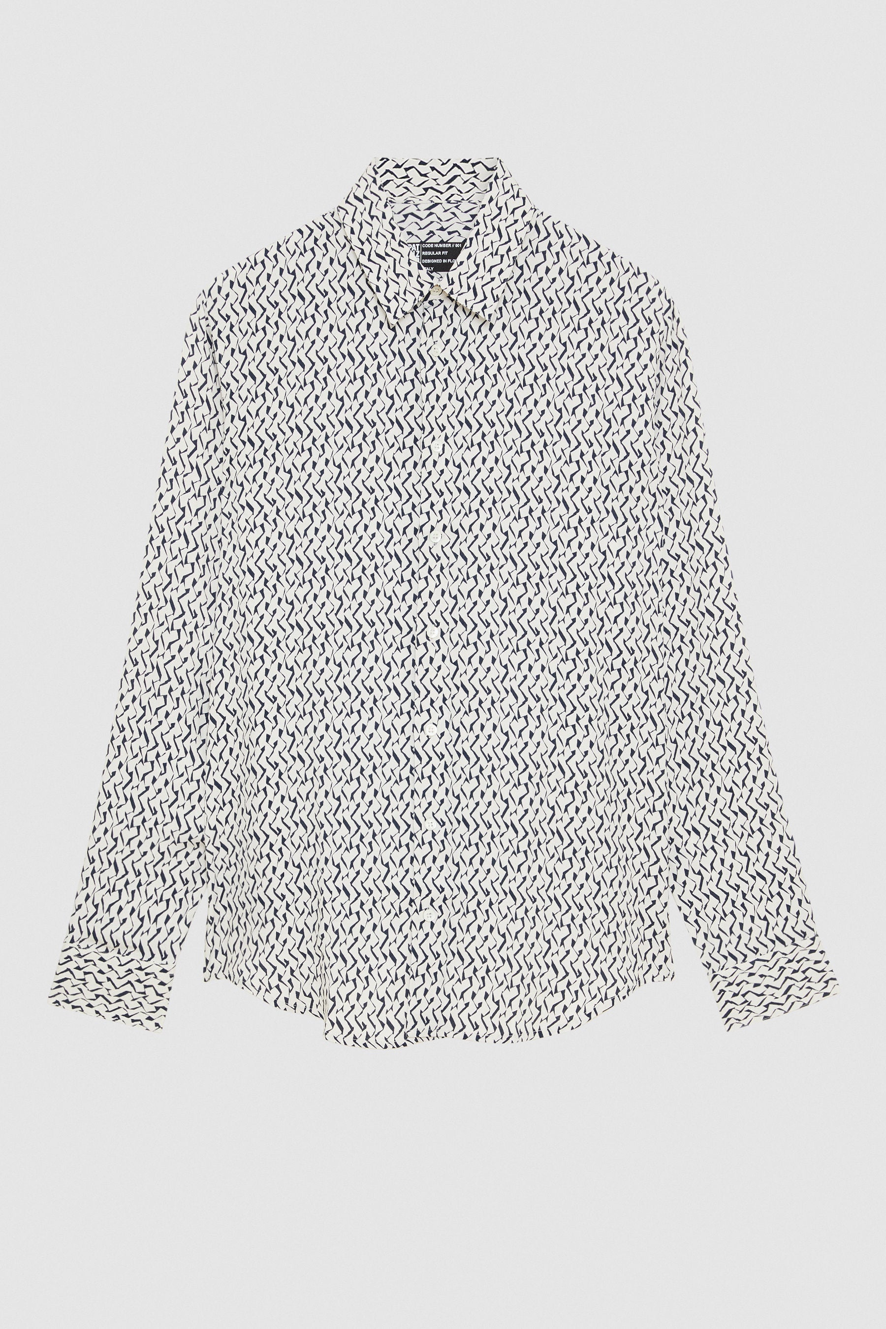 Geometric Off White Twill patterned shirt