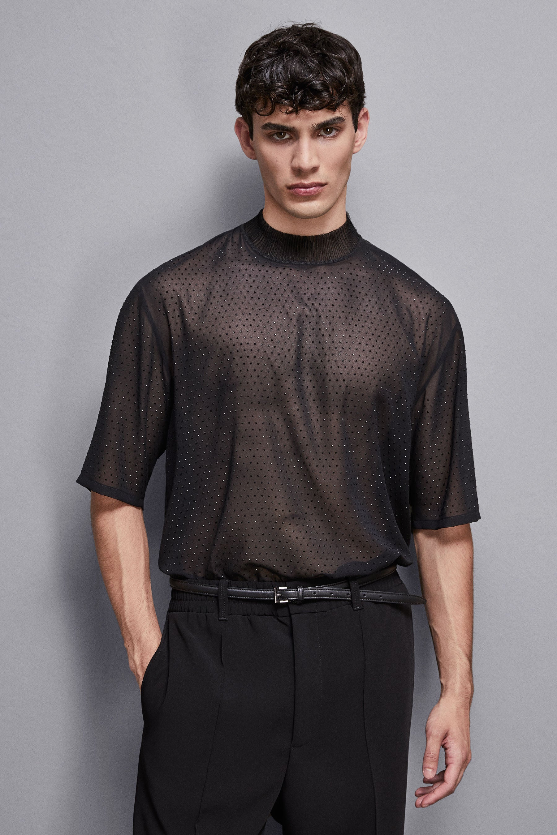 Ultra Black Shirt with Studs  by  Patrizia Pepe