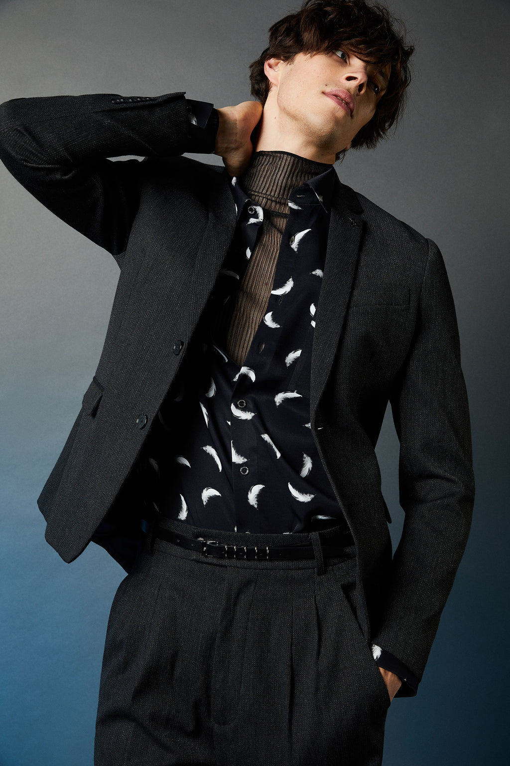 Feathers Patterned shirt with breast pocket