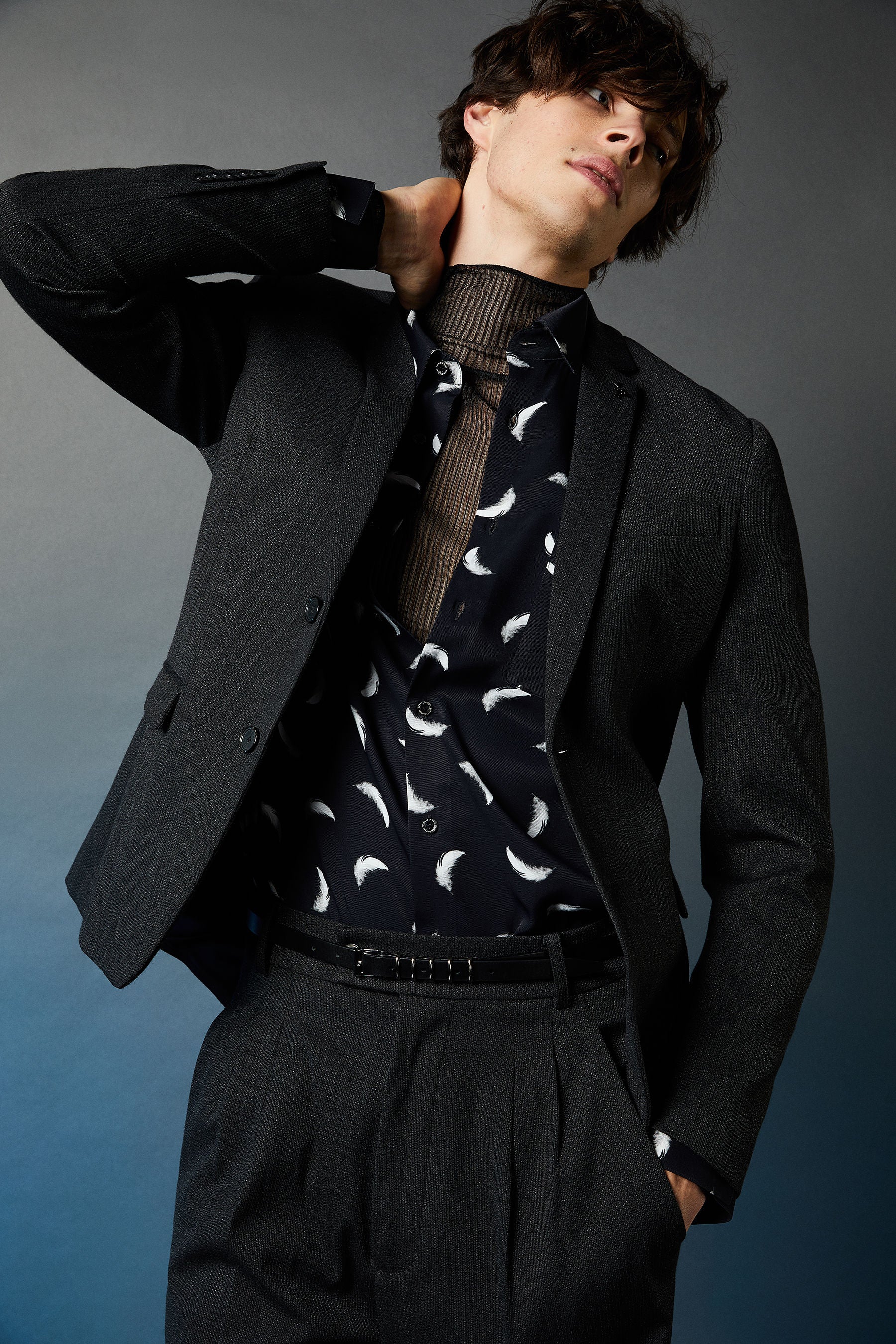 Feathers Patterned shirt with breast pocket