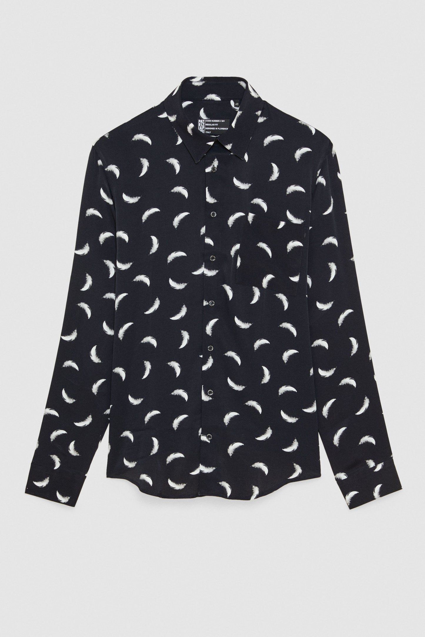 Black Feathers Patterned shirt with breast pocket
