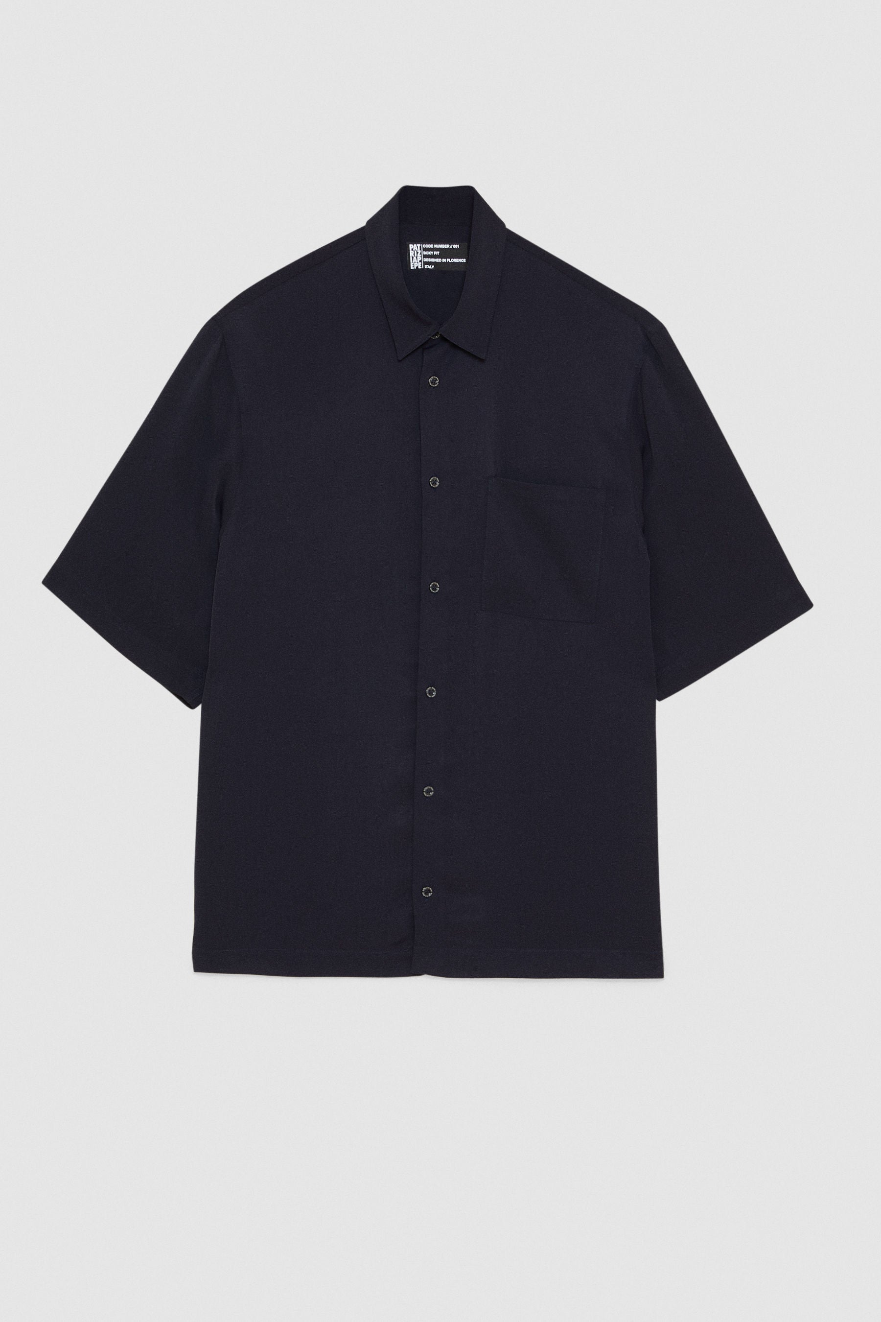 Short sleeve shirt in viscose twill in Navy Blue