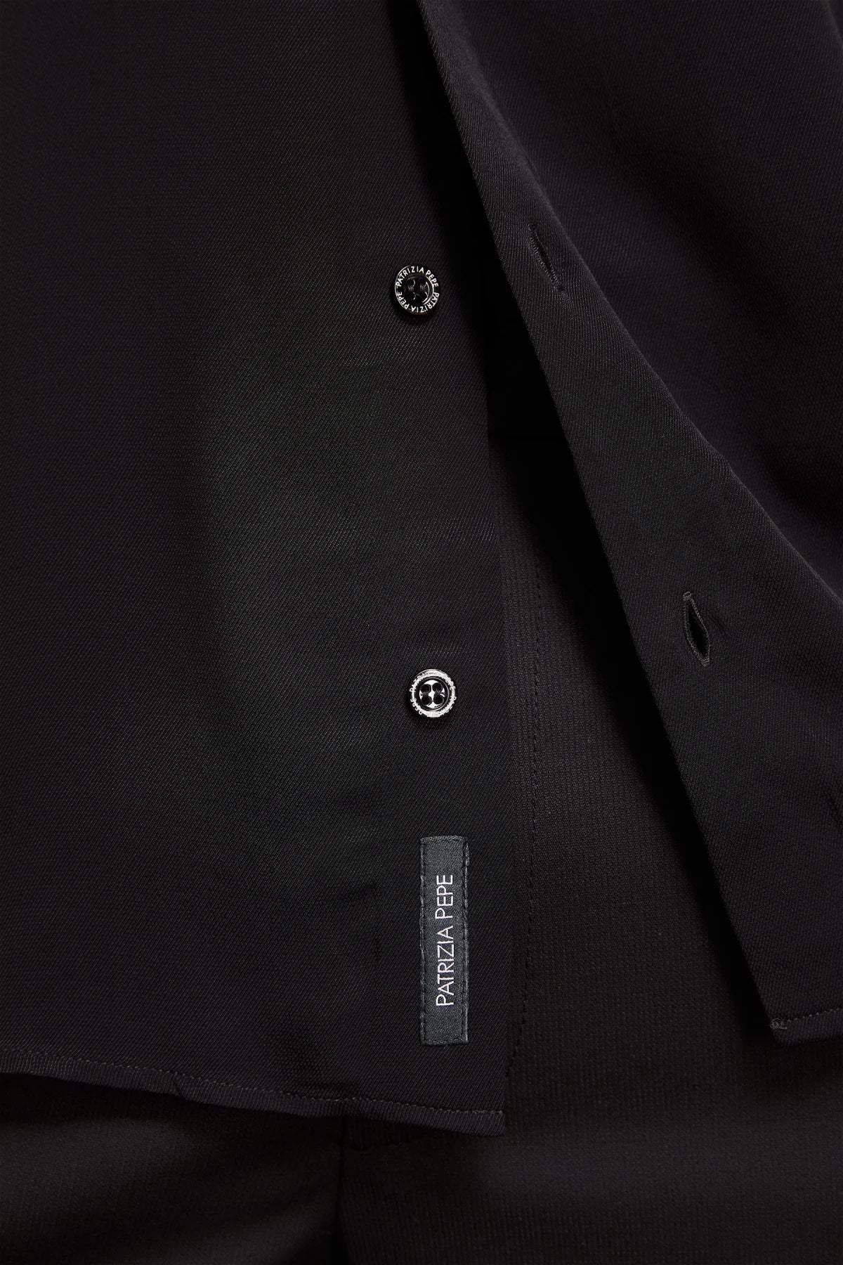 Short sleeve shirt in viscose twill in Black