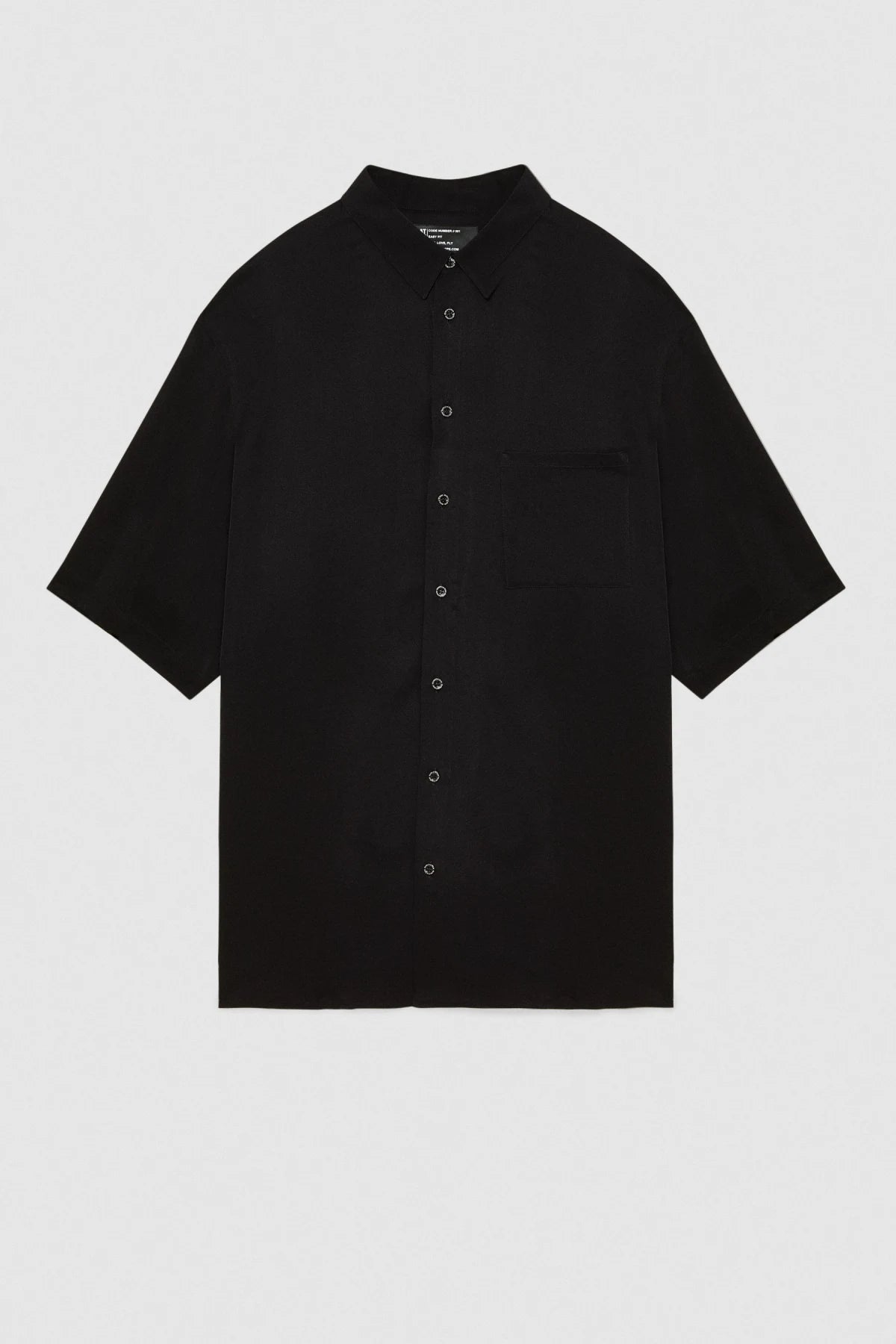 Short sleeve shirt in viscose twill in Black