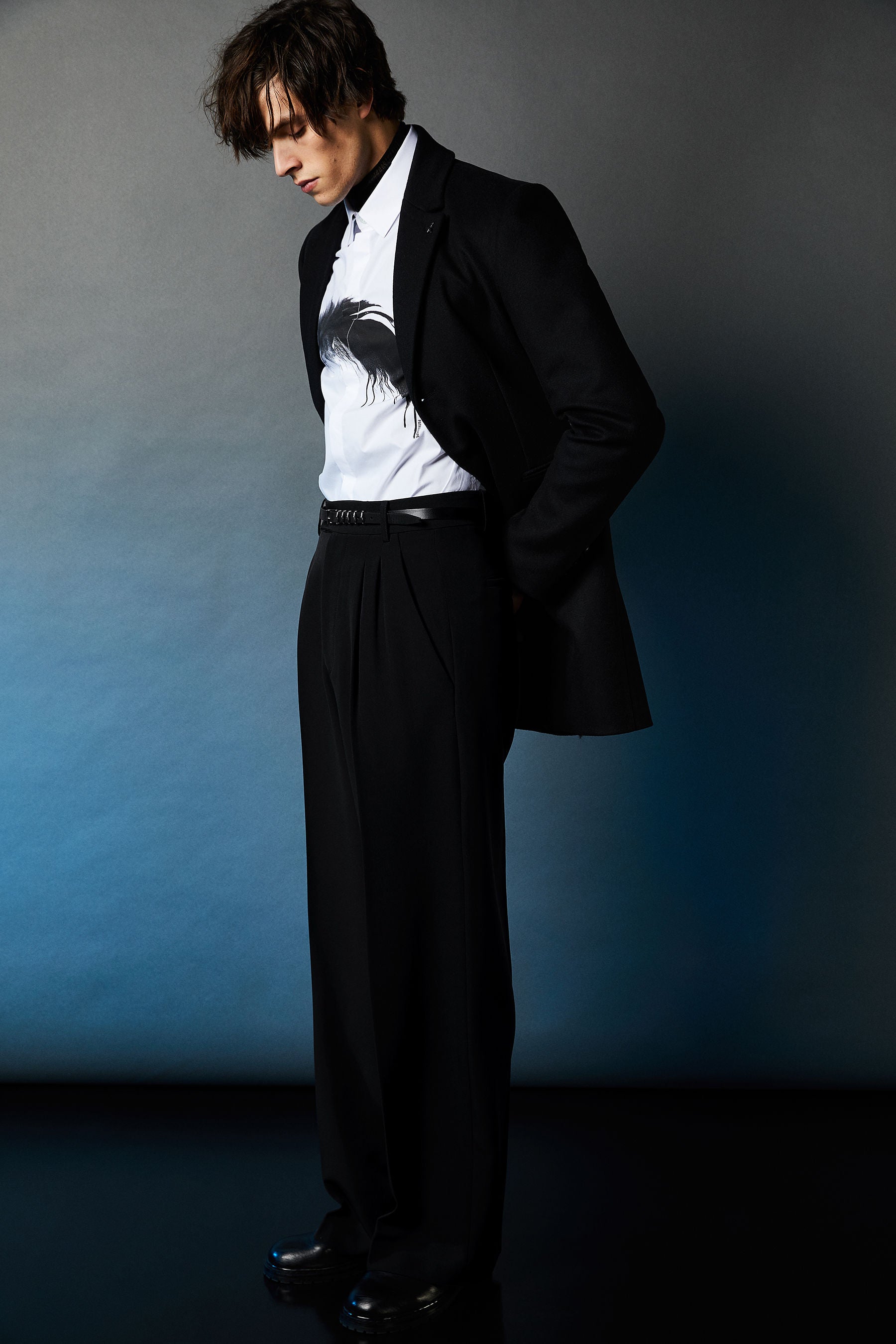 Wool blend lined coat Black