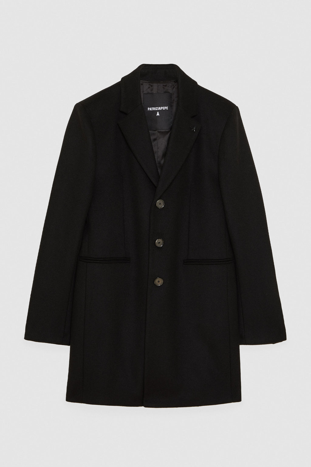 Wool blend lined coat Black