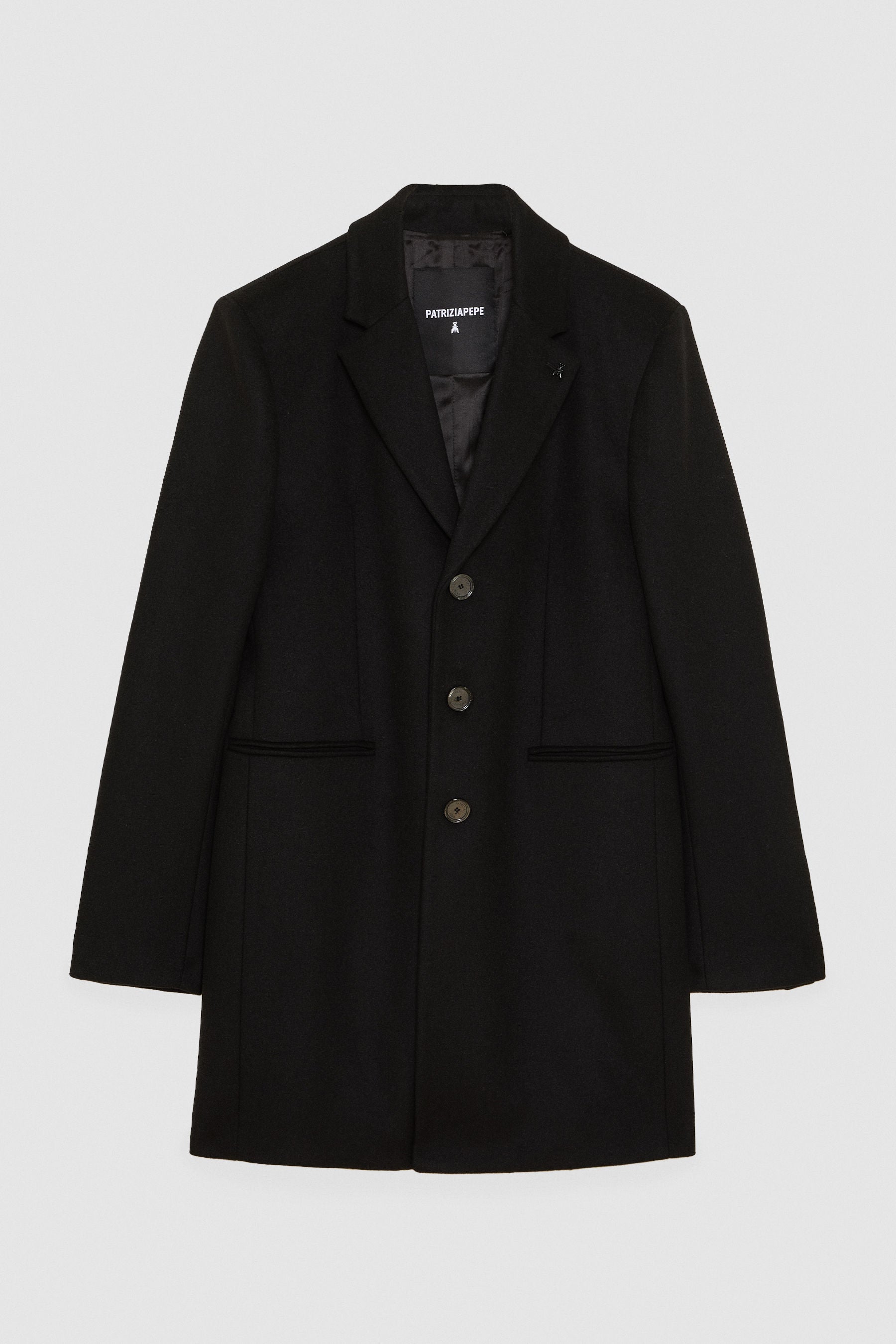 Wool blend lined coat Black