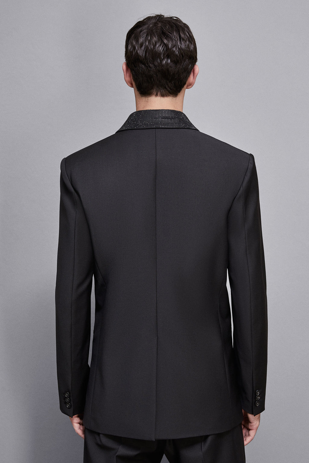 Black Double-breasted jacket with rhinestones