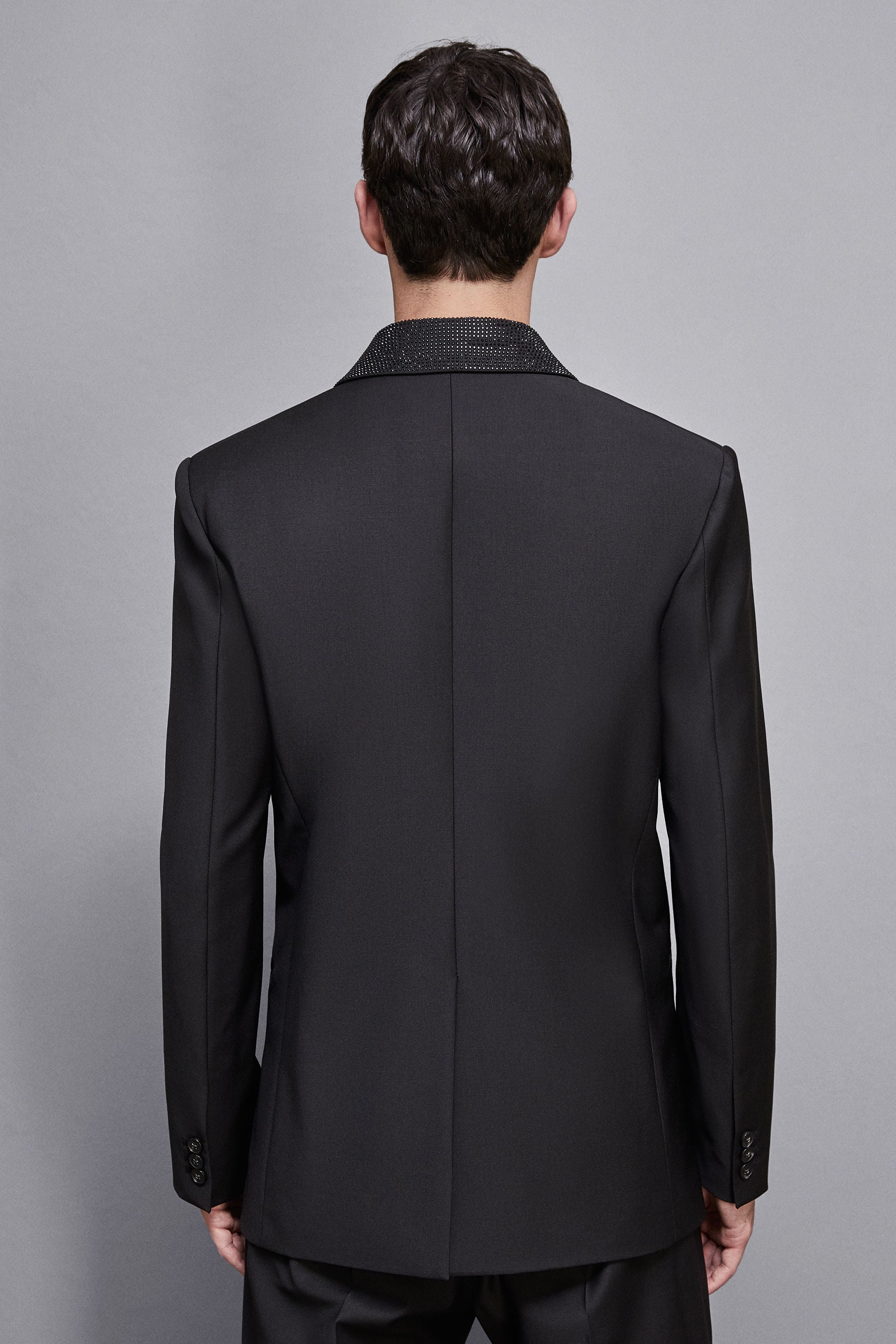 Black Double-breasted jacket with rhinestones