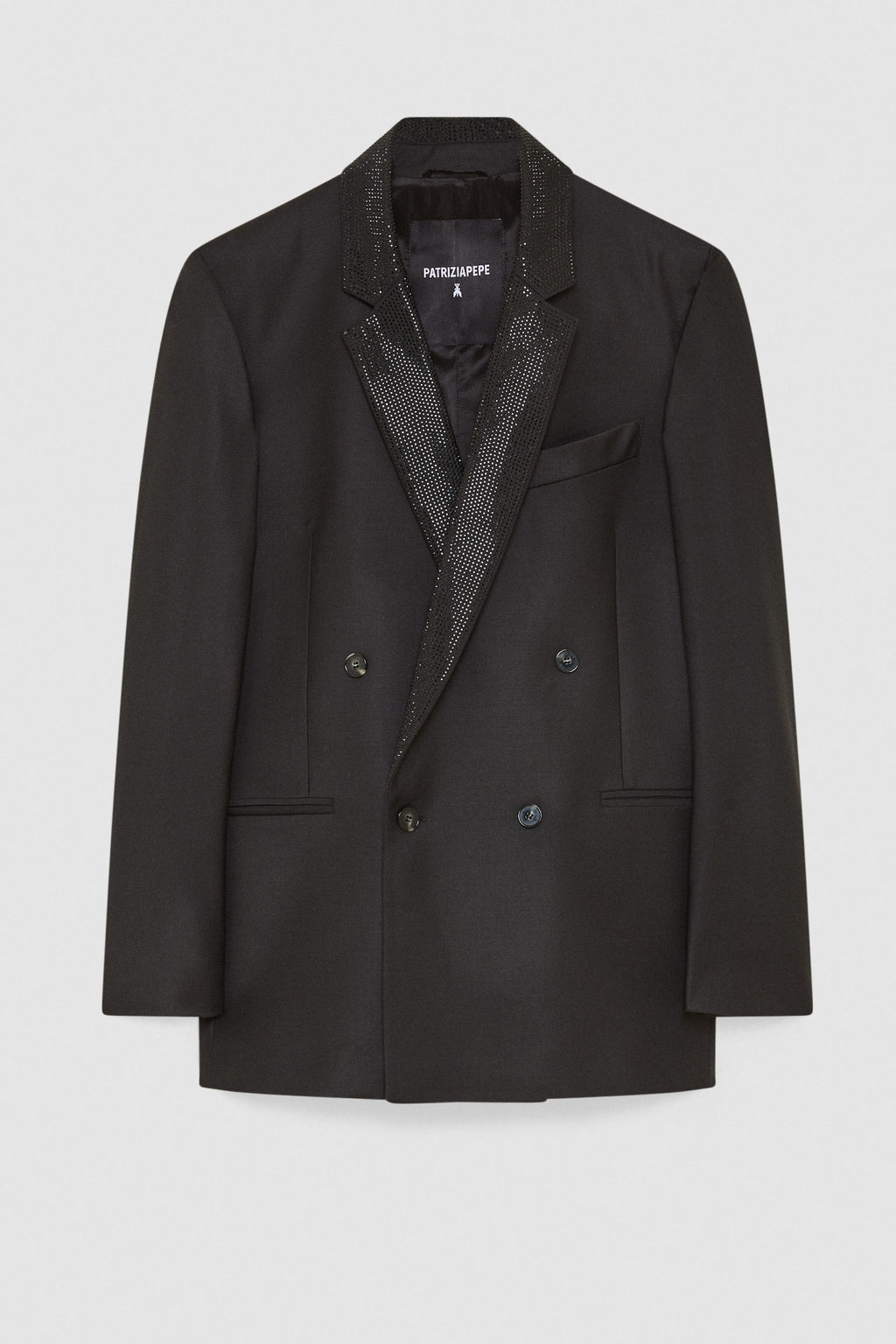 Black Double-breasted jacket with rhinestones