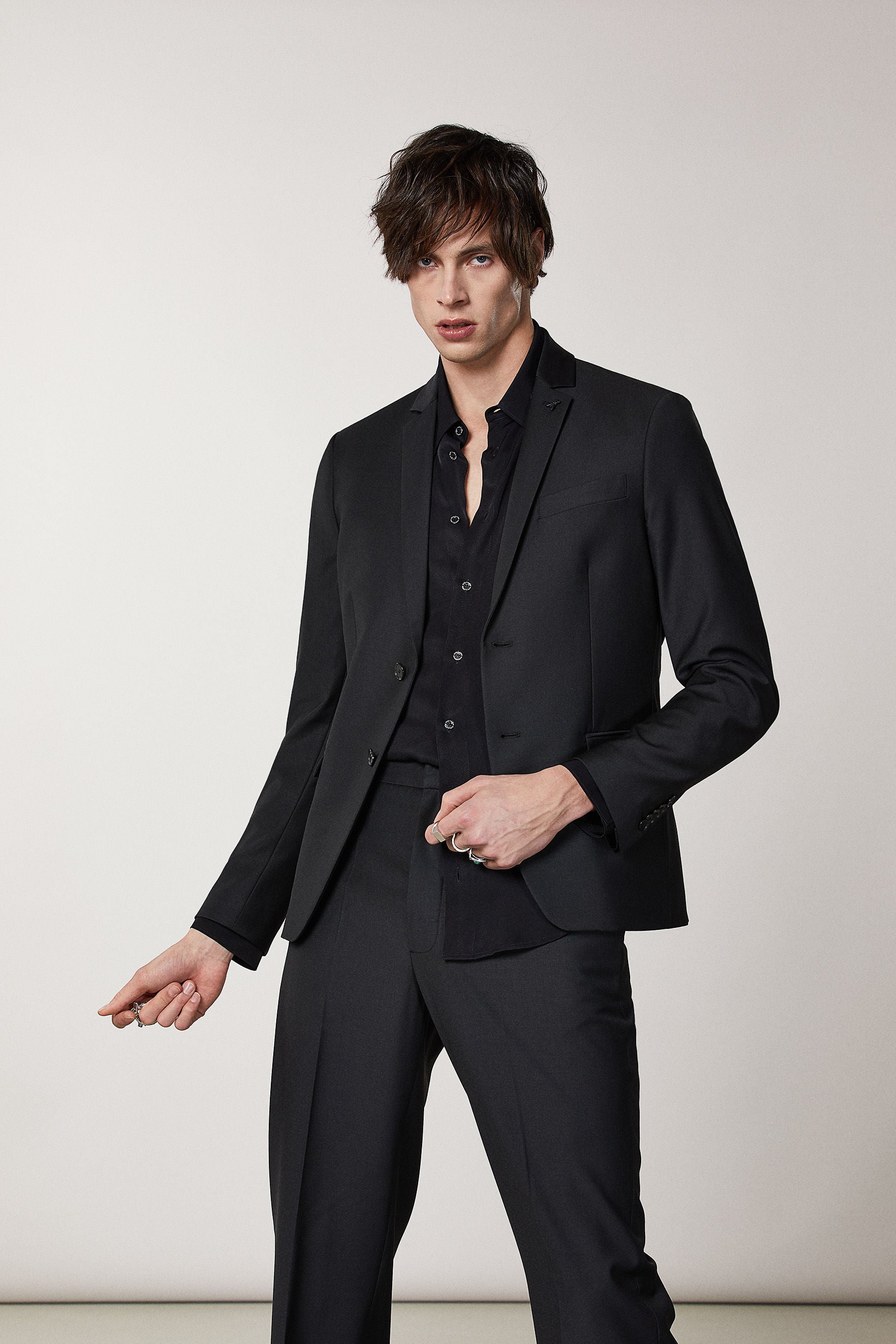 Lined cool wool blazer black