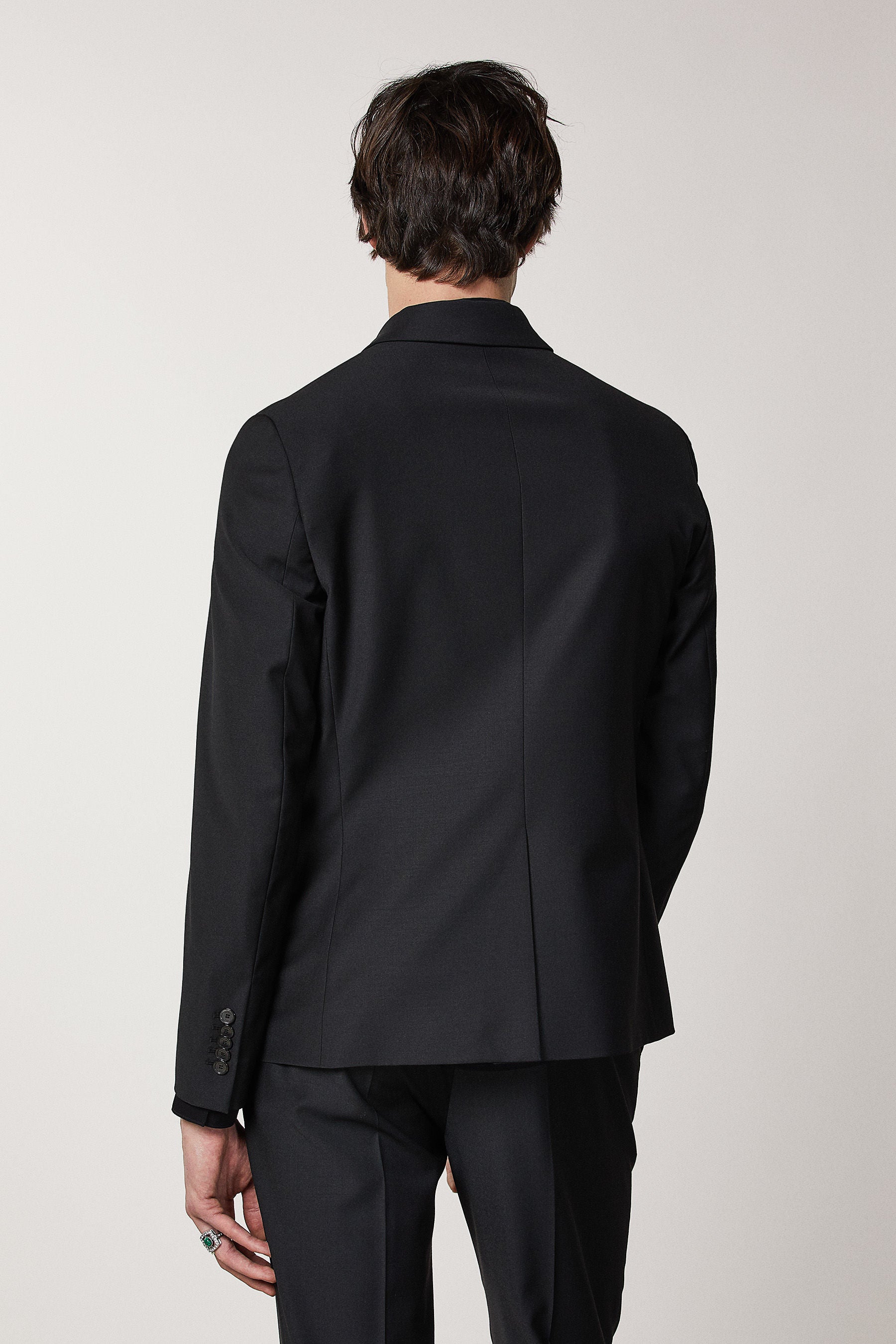 Lined cool wool blazer black