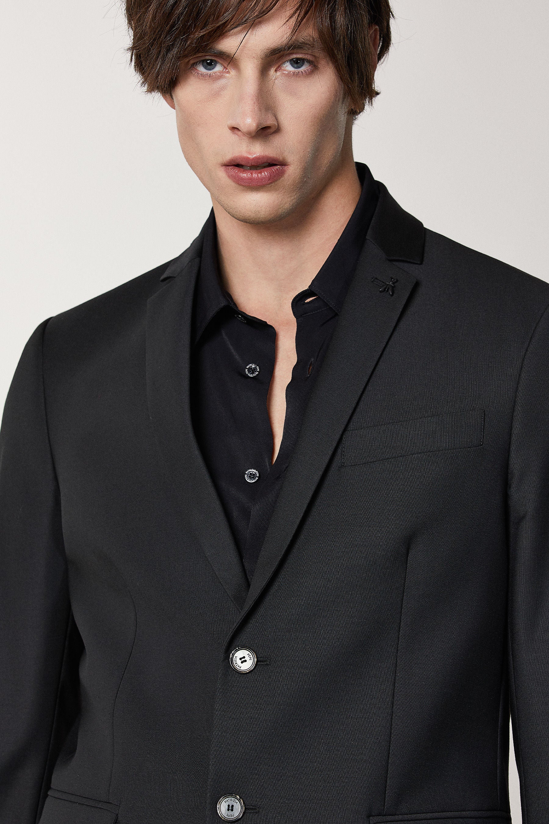 Lined cool wool blazer black
