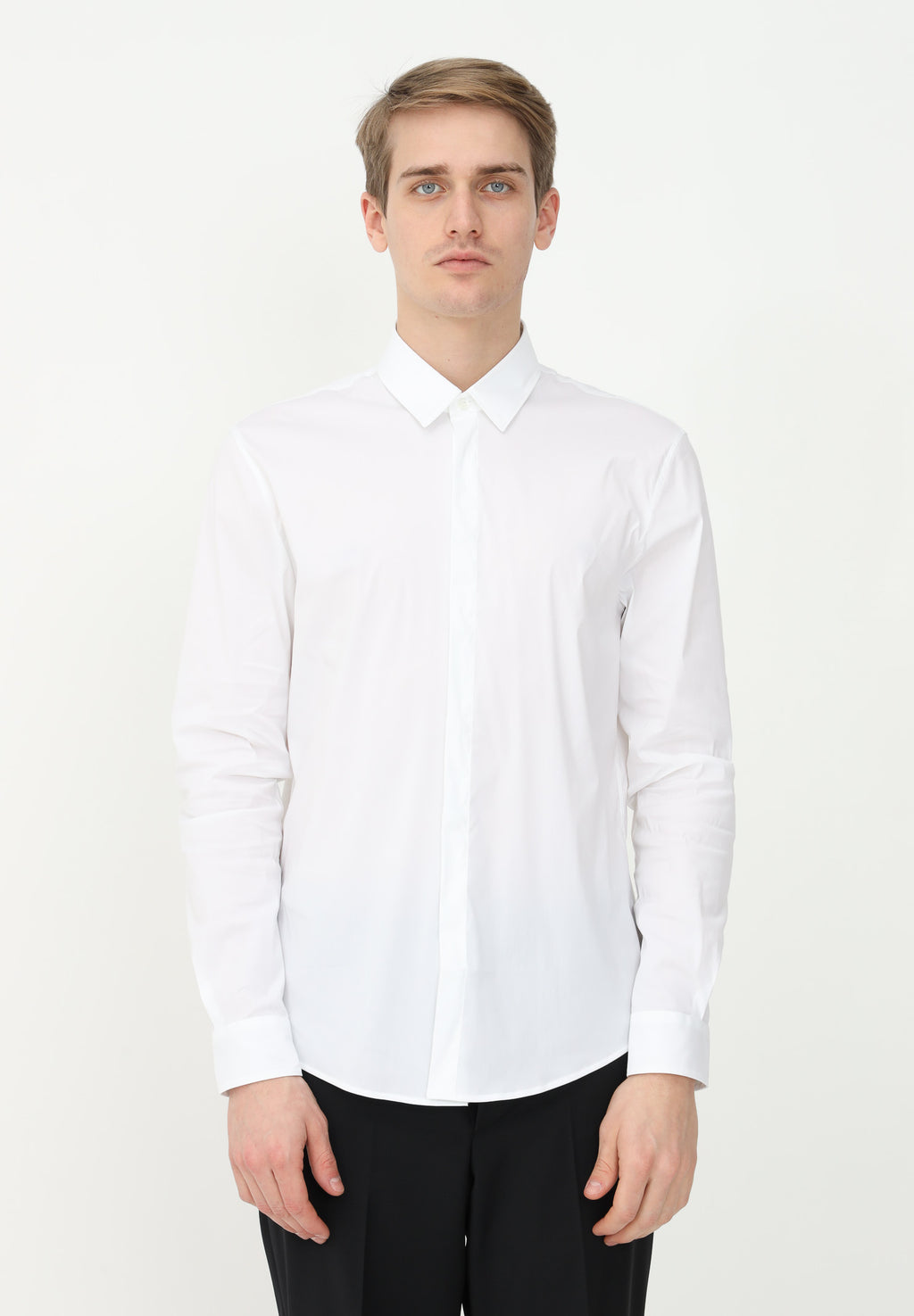Loose Fit shirt without pleats in soft Cotton Stretch White