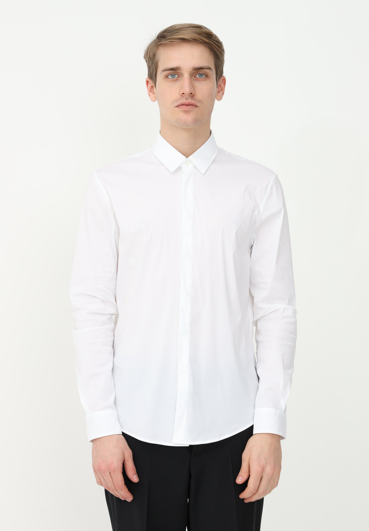 Loose Fit shirt without pleats in soft Cotton Stretch White