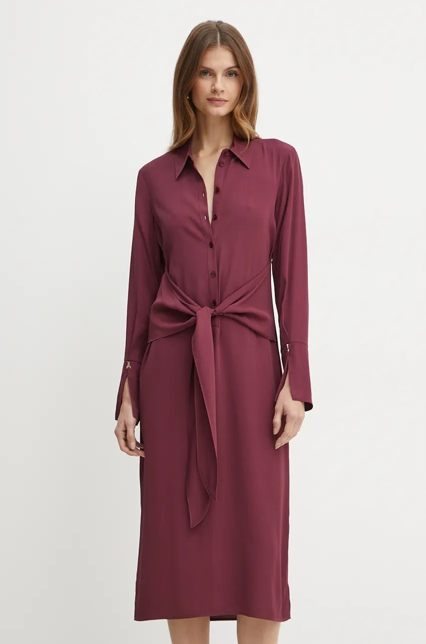 Dark plum Essential twill sash dress