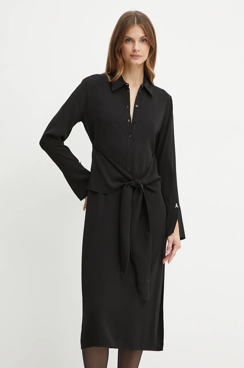 Essential twill sash black dress