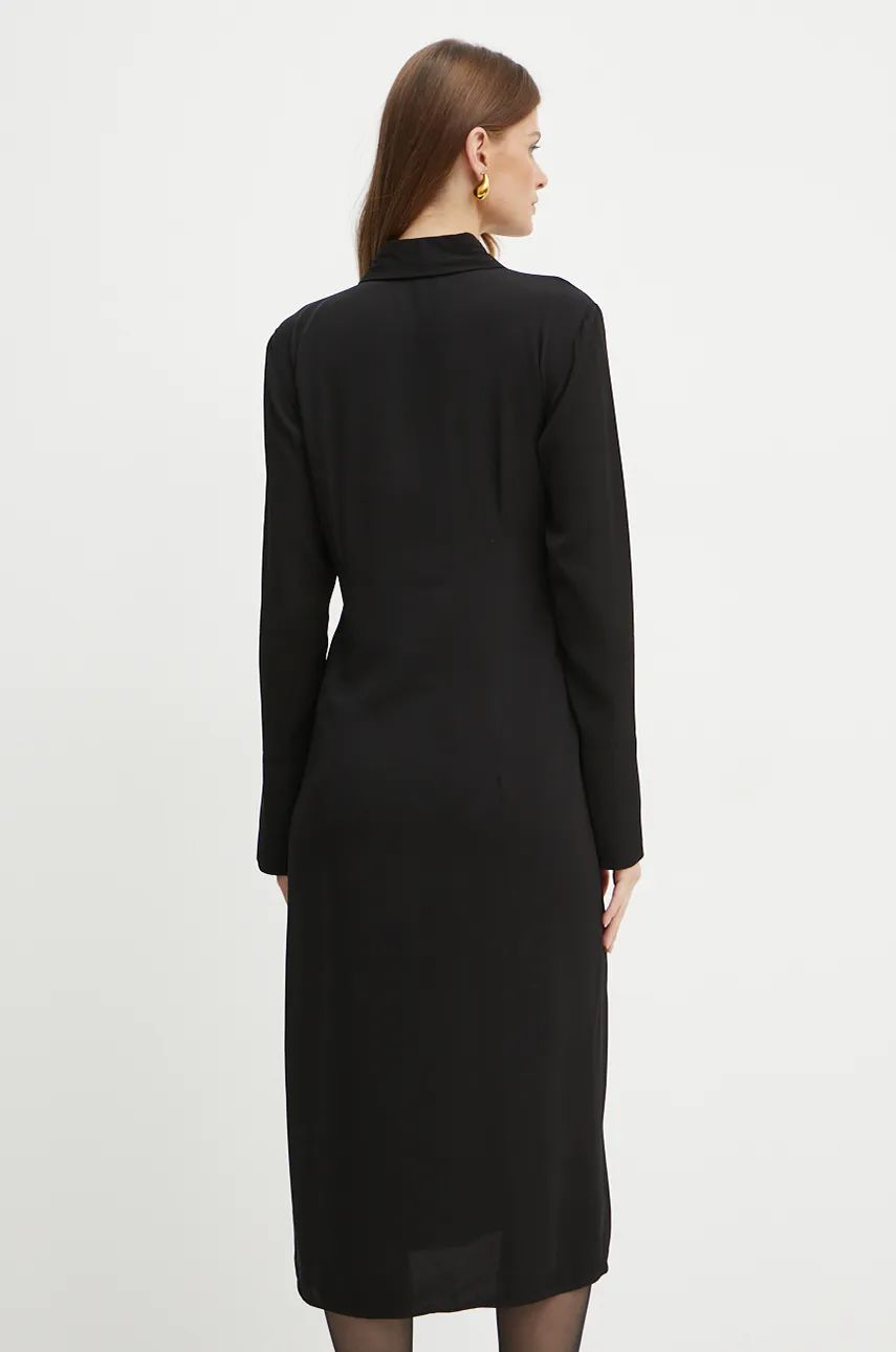 Essential twill sash black dress