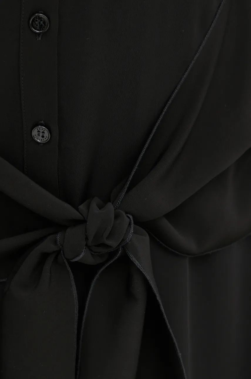 Essential twill sash black dress