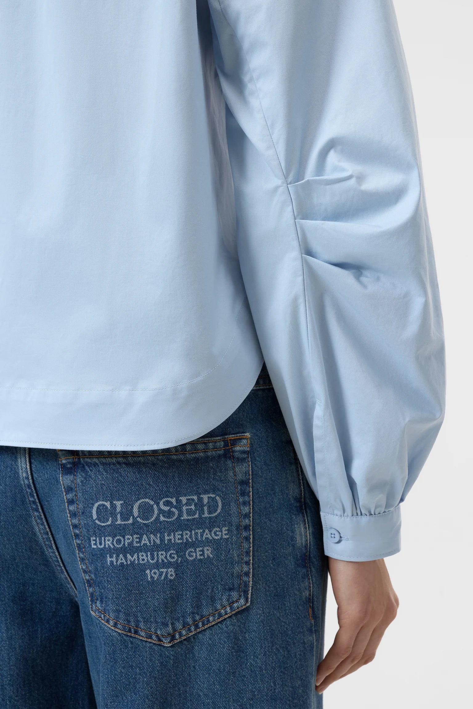 Powder blue blouse made of organic cotton