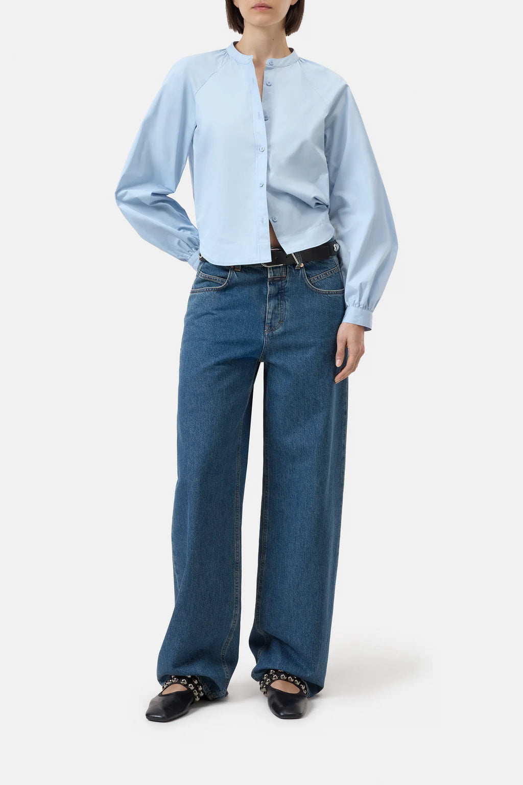 Powder blue blouse made of organic cotton