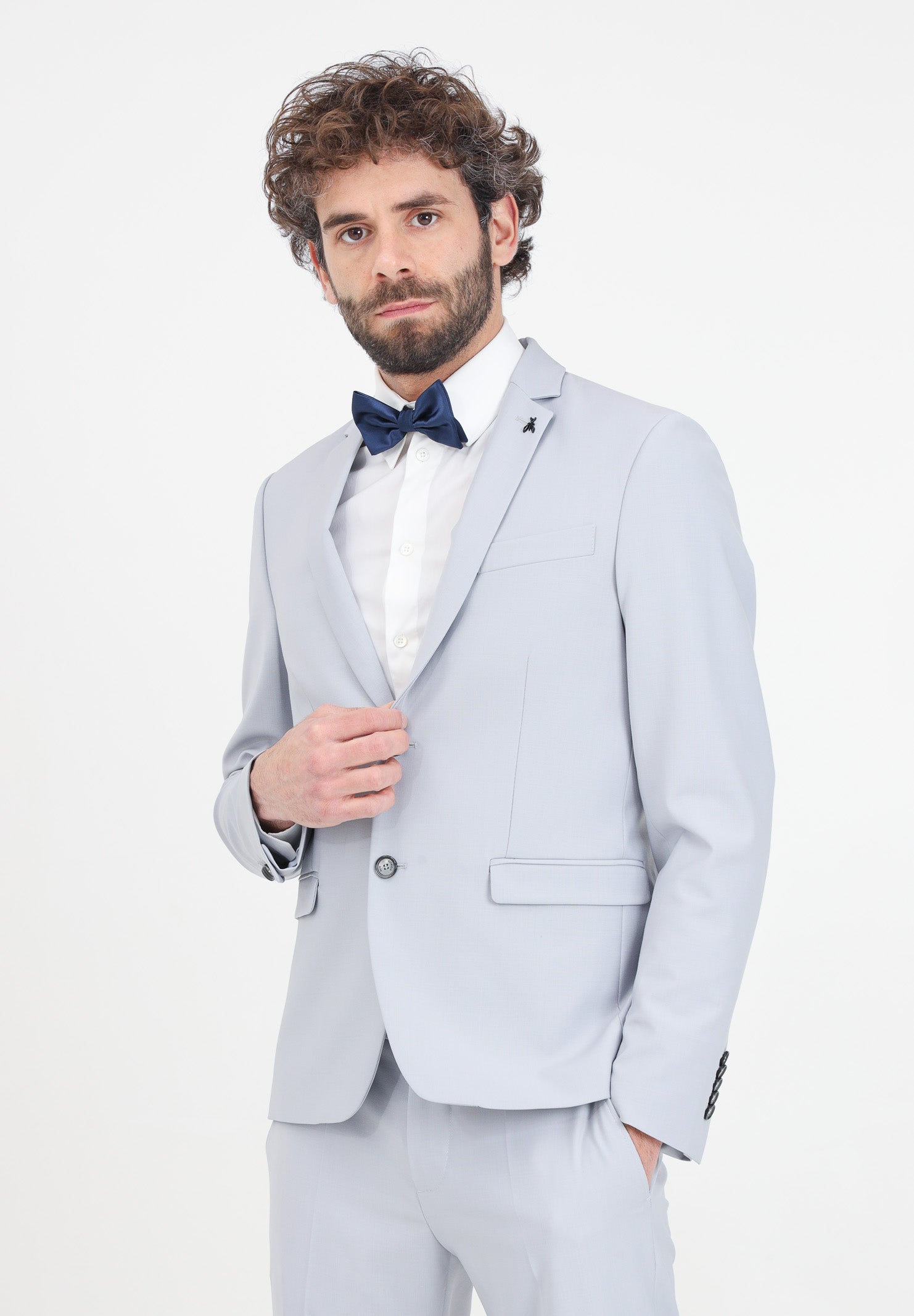 Lined cool wool blazer Pearl Grey