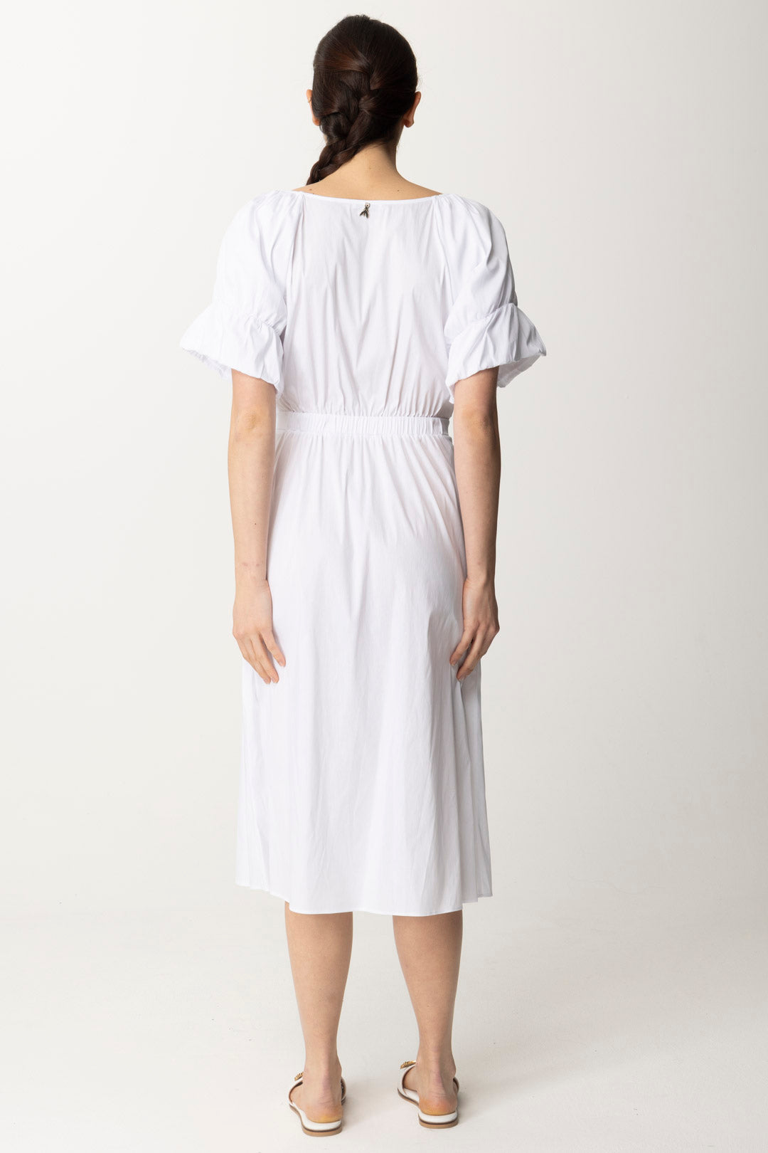 Midi dress in stretch cotton-blend poplin