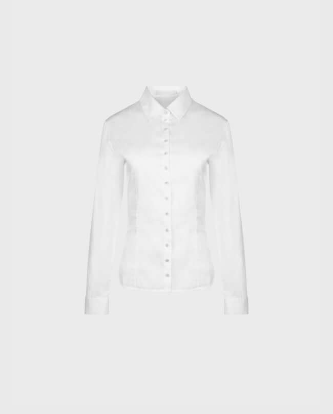 Anne Fontaine's Gres Shirt ,Classic White Collared Button Down Shirt With Micro Stripes.