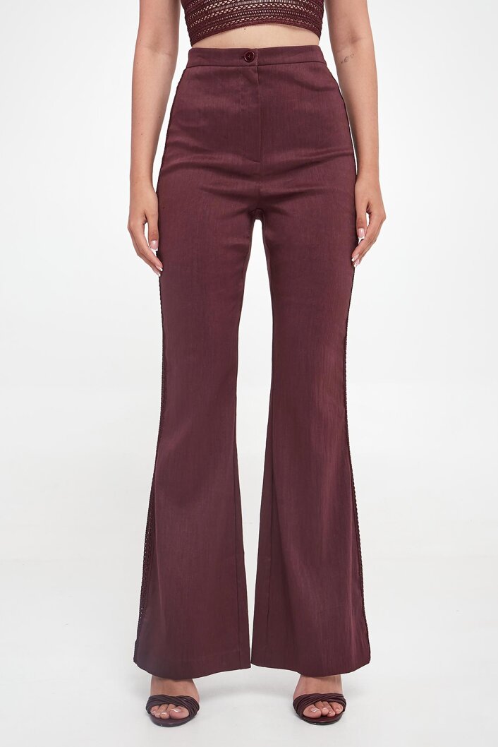 Pantalone Inserti Crochet  dark plum