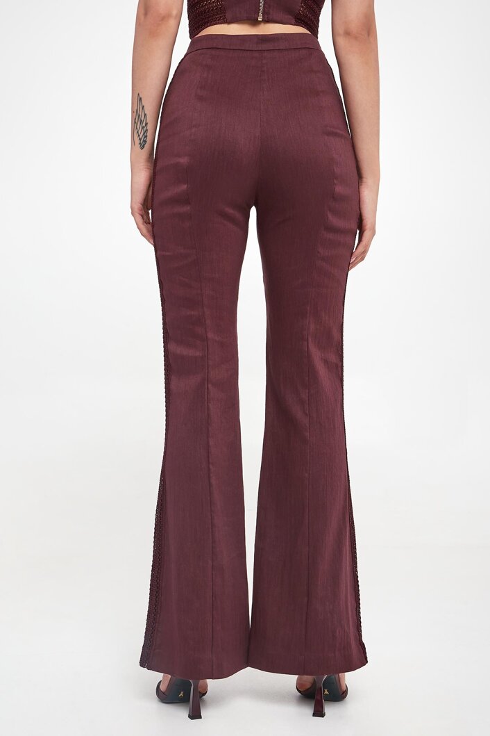 Pantalone Inserti Crochet  dark plum