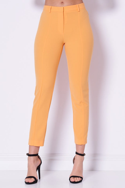 Orange Sorbet Slim cigarette pants in sablè crepe fabric