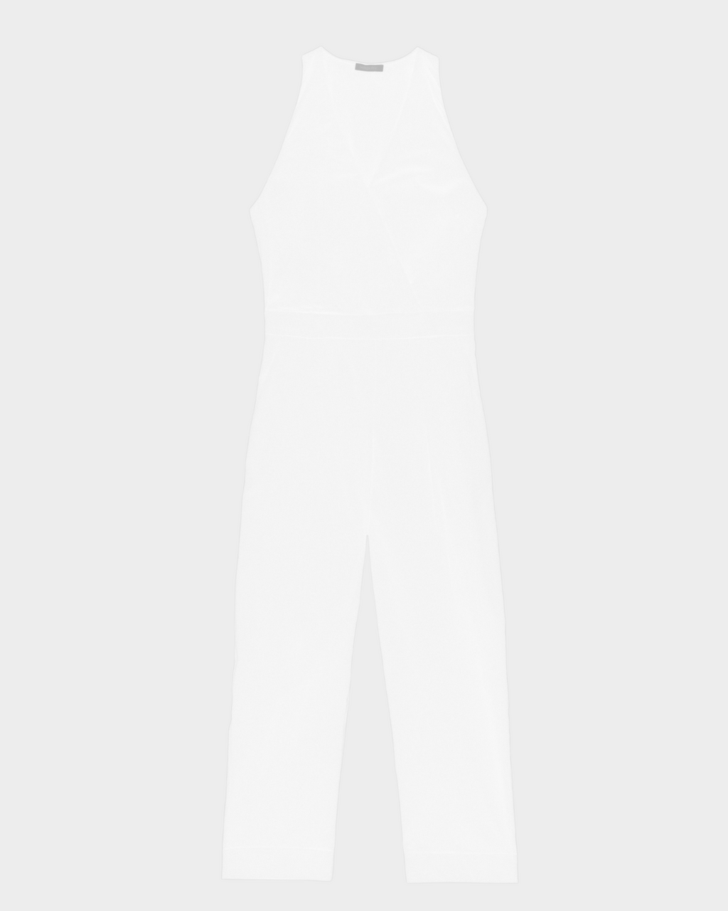 White Long jumpsuit in stretch cotton-blend poplin