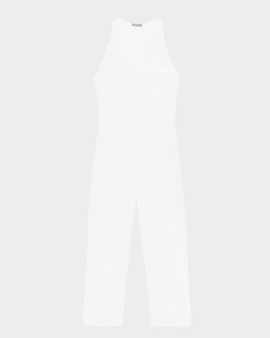 White Long jumpsuit in stretch cotton-blend poplin