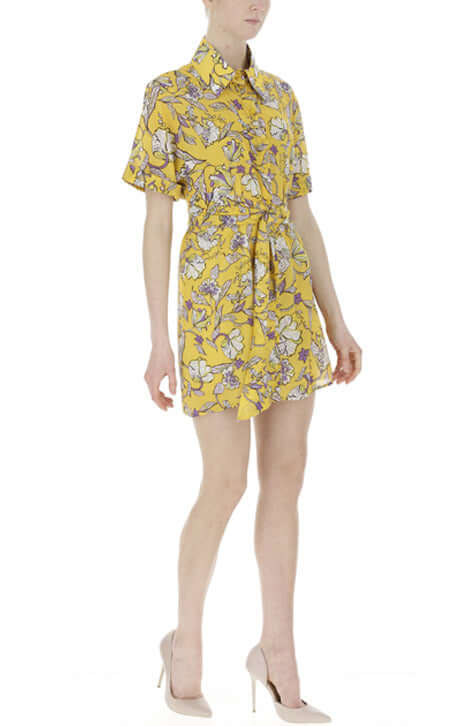 Mango & Lilac Indonesia Dress by Patrizia Pepe Oversized shirt dress in an exclusive Indonesian flower pattern with a matching slip. Side View