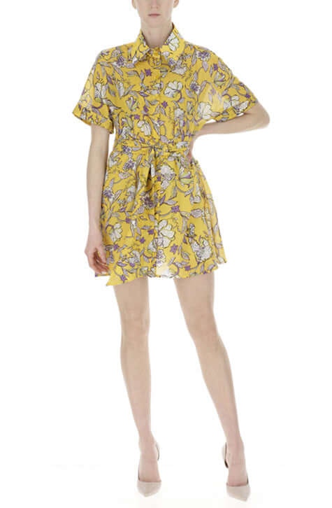 Mango & Lilac Indonesia Dress by Patrizia Pepe Oversized shirt dress in an exclusive Indonesian flower pattern with a matching slip. Front view