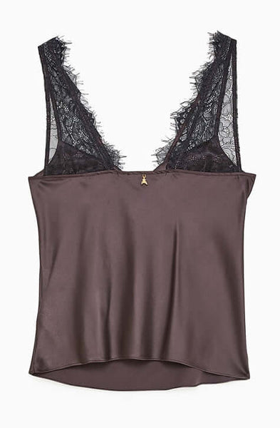 Top ESSENTIAL , Stretch viscose satin, Slightly loose fit.Eban Brown Top by Patrizia Pepe. Style Nr.  2C1403 A644 B738