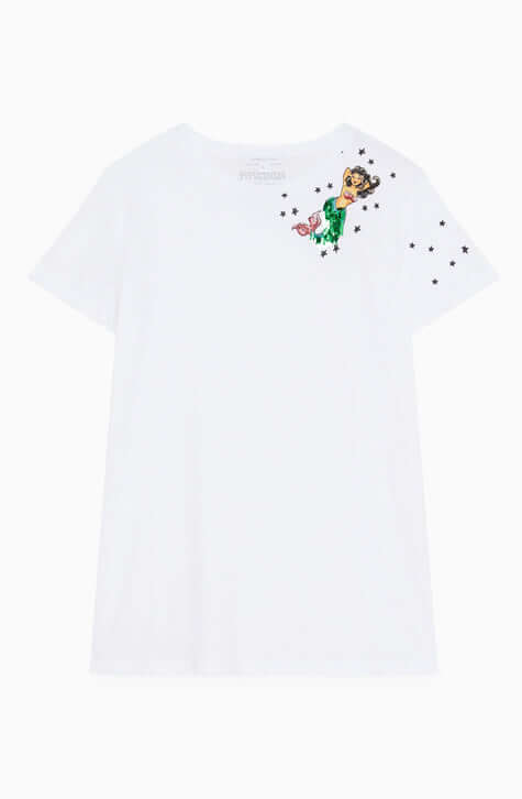 This PATRIZIA PEPE pure cotton jersey T-shirt is customized at the front. Round neckline, slim fit and short sleeves.