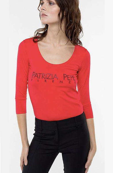 T-shirt with Patrizia Pepe Rhinestone Logo by Patrizia Pepe
